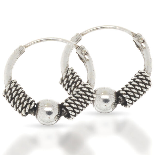 925 Sterling Silber Bali hoop earrings  10 mm