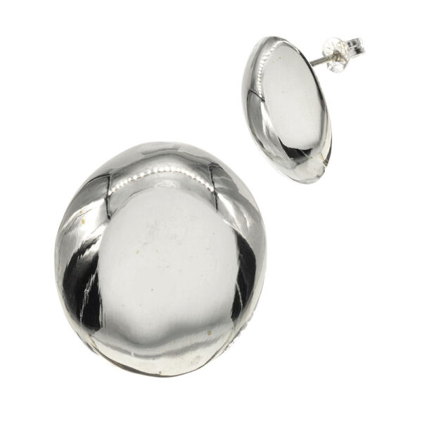 Silver Stud Earrings - Oval