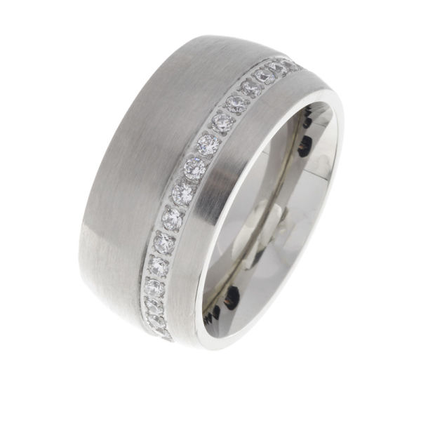 Edelstahlring/Cubik Zirkonia