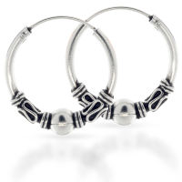 925 Sterling Silver Bali Hoop Earrings "Cemarila"