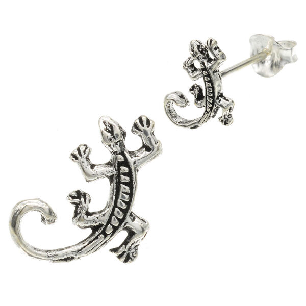 Silver Earrings - Gecko