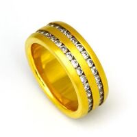 Edelstahlring  CZ - PVD-Beschichtung golden