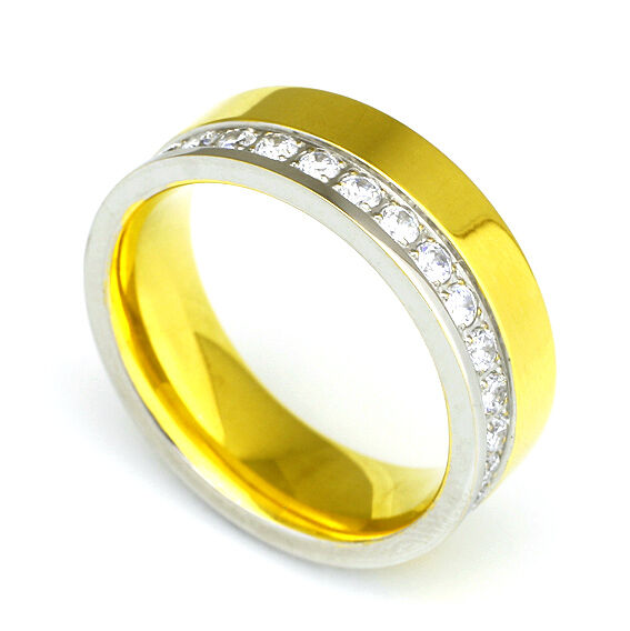 Edelstahlring  CZ - PVD-Beschichtung gold