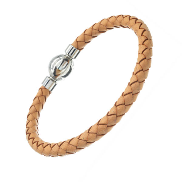 Leather bracelet with stainless steel magnetic clasp