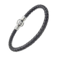 Leather bracelet with stainless steel magnetic clasp