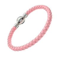 Leather bracelet with stainless steel magnetic clasp