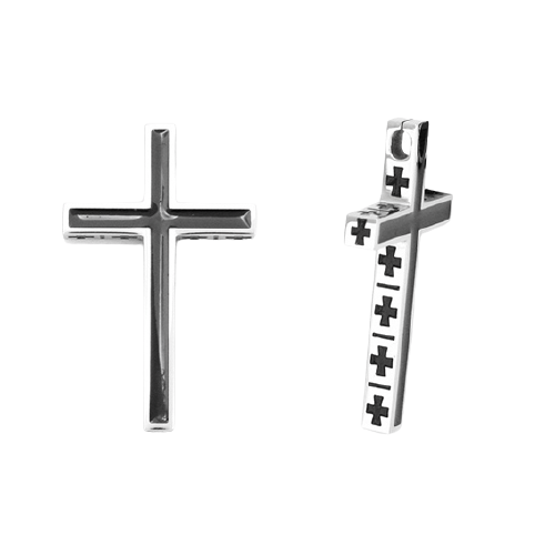 Edelstahlanhänger - Kreuz mit eisernen Kreuzen