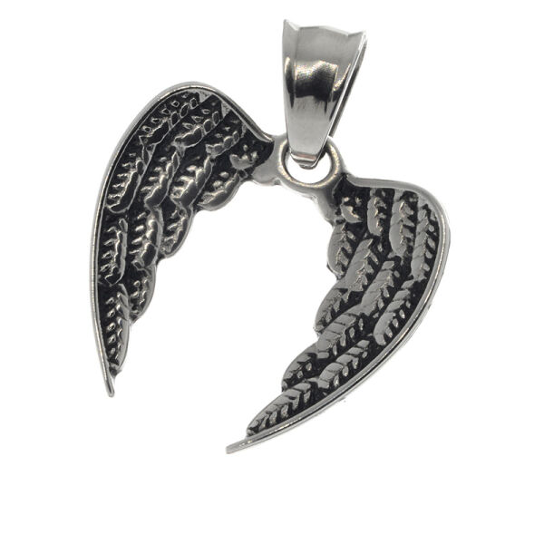 Stainless Steel Pendant – Double Wings with Open Centre