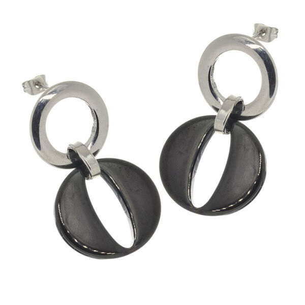 Edelstahlohrstecker - Cero, Stahl/PVD-Schwarz bicolor