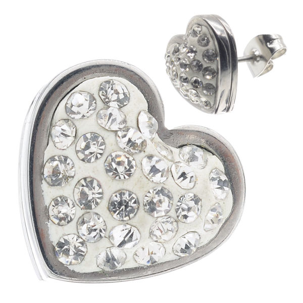 Edelstahlohrring Herz mit Cubik Zirkon