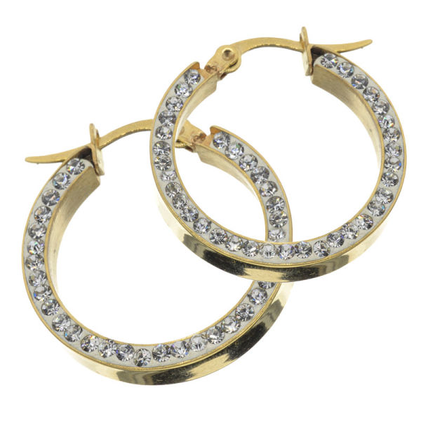 Edelstahlcreole mit Cubik Zirkon - PVD-Gold