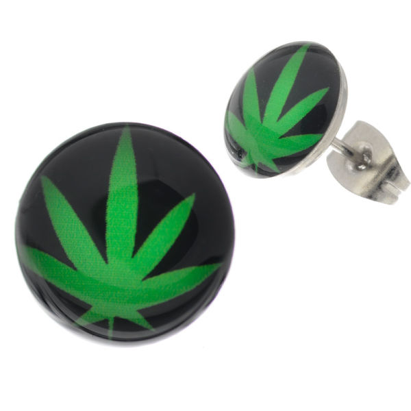 Cannabis Leaf Stainless Steel Stud Earrings