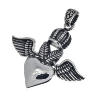 Stainless Steel Pendant – Crowned Heart with Broad...