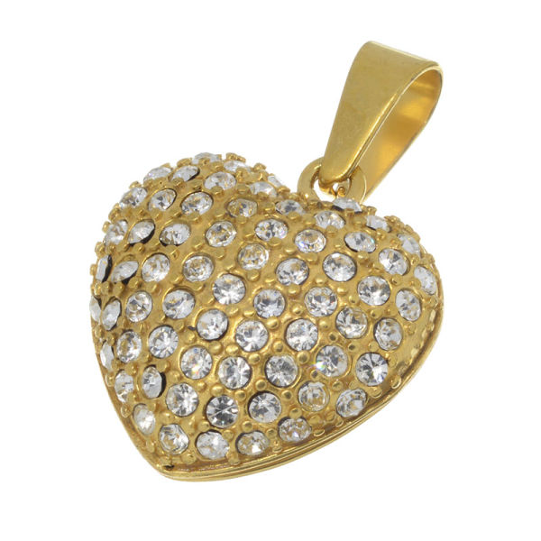 Edelstahlanhänger - goldenes Herz