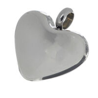 Stainless Steel Pendant – Domed Heart with Broad Bail
