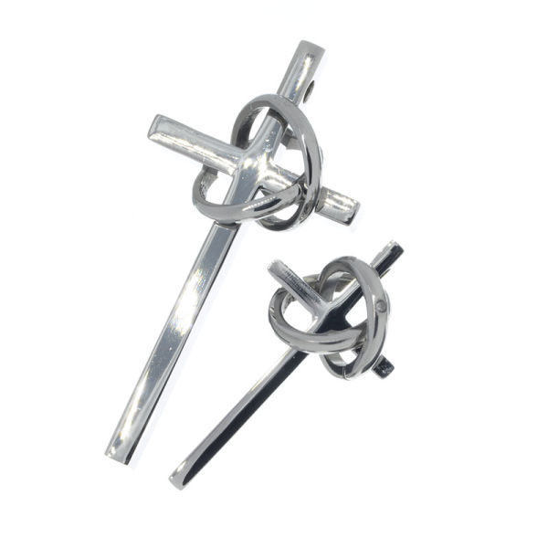 Partneredelstahalanhänger- Kreuz mit Ringen