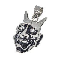 Stainless Steel Pendant – Devil Mask with Stone Eyes