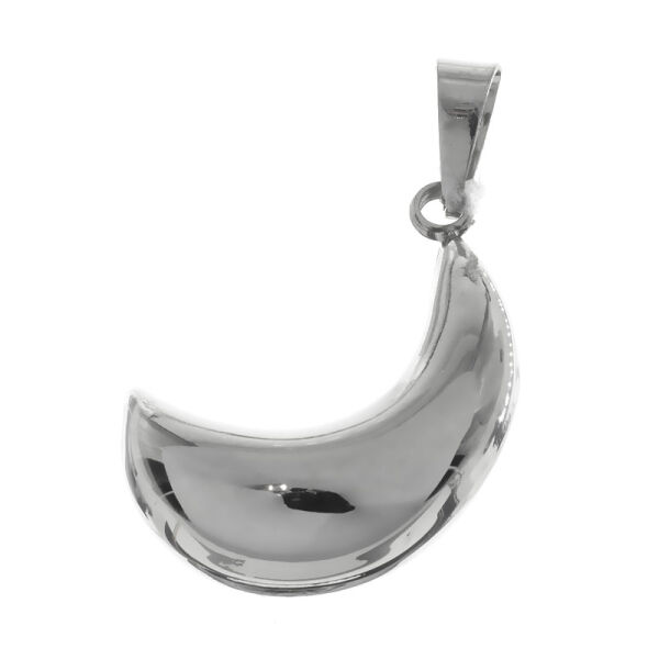Stainless Steel Pendant – Rounded Crescent with Smooth Surface