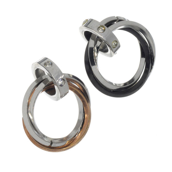 Edelstahlanhänger – Partner-Ringanhänger mit versetzten Innenringen