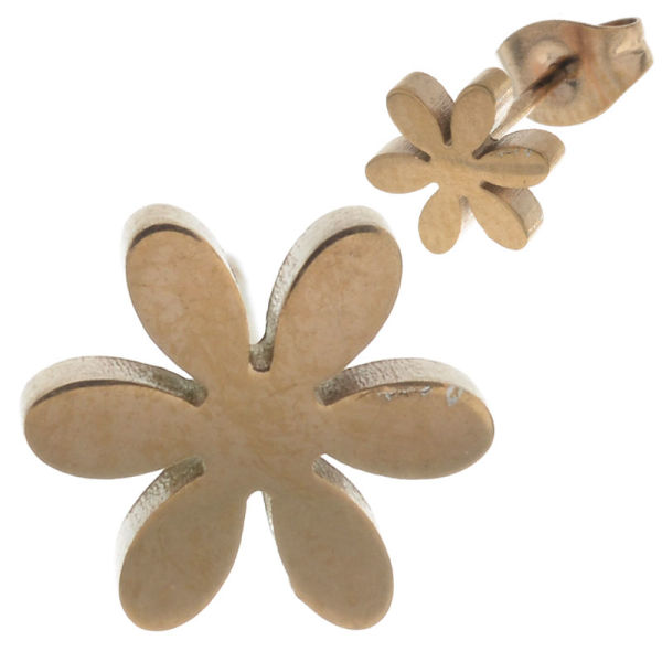 Stainless Steel Stud Earrings - Blossom - PVD-Rosegold