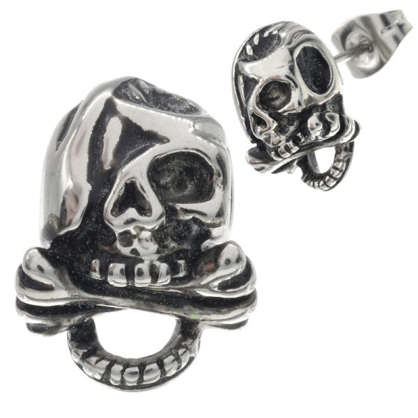 Edelstahlohrstecker Totenkopf