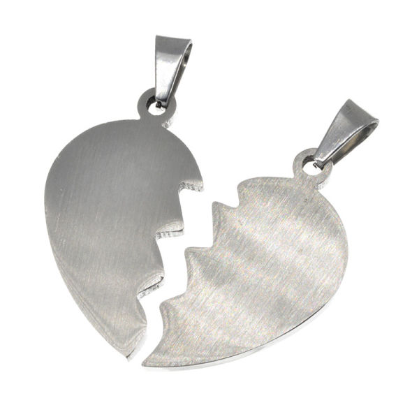 Stainless Steel Pendant - Broken Heart Matte Finish