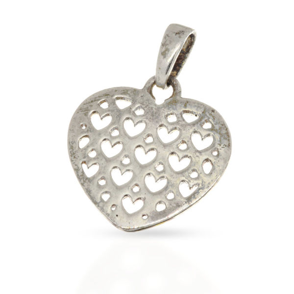 925 Sterling Silberanhänger - Herz mit Herzchen