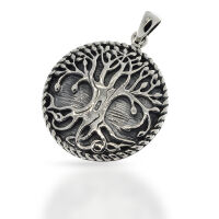 Yggdrasil Pendant with Dark Relief Background in 925...