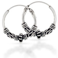 925 Sterling Silver Bali Hoop Earrings "Vimor"...