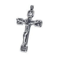Edelstahlanhänger - Christus an einen Verzierten Kreuz