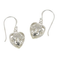 Ohrhänger 925er Sterling Silber- Herz mit Muster