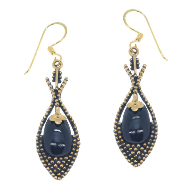 Bronzeohrringe Onyx