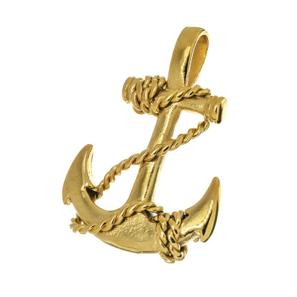 Edelstahlanhänger - Anker - PVD-Gold