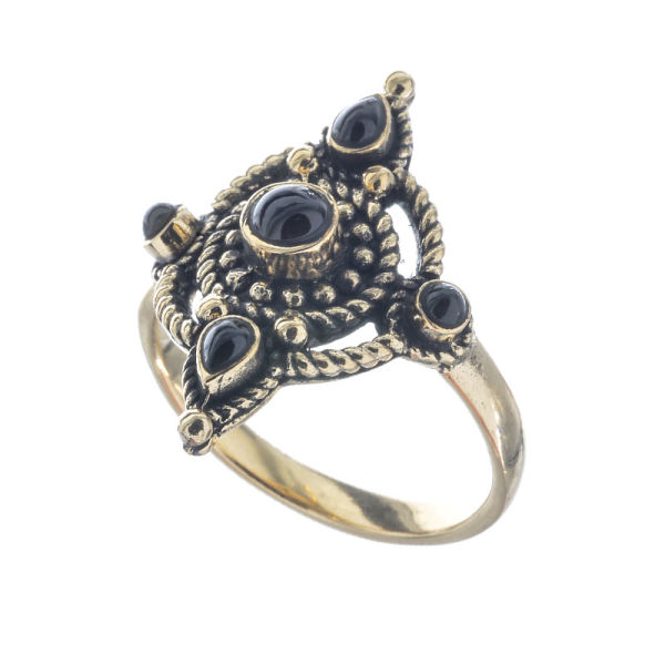 Bronze ring - Black stones 60 (19,1 Ø) 09 US