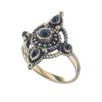 Bronze ring - Black stones 60 (19,1 Ø) 09 US