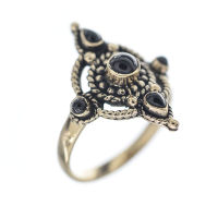 Bronze ring - Black stones 58 (18,4 Ø) 08 US