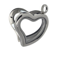 Stainless Steel Pendant – Open-Frame Heart Locket with Magnetic Closure