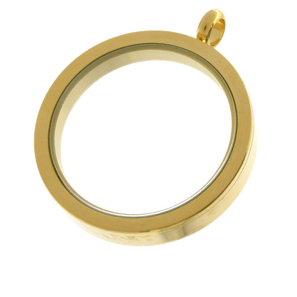 Edelstahlanhänger - Medaillon 30mm PVD-Gold