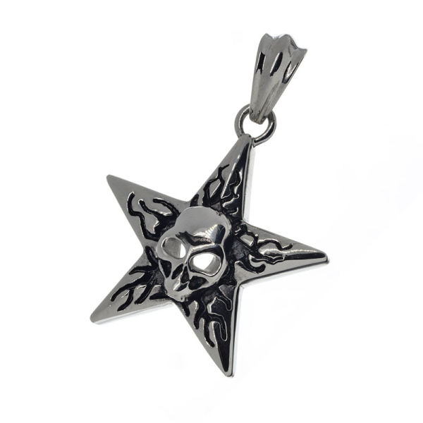 Edelstahlanhänger - Stern mit Totenkopf