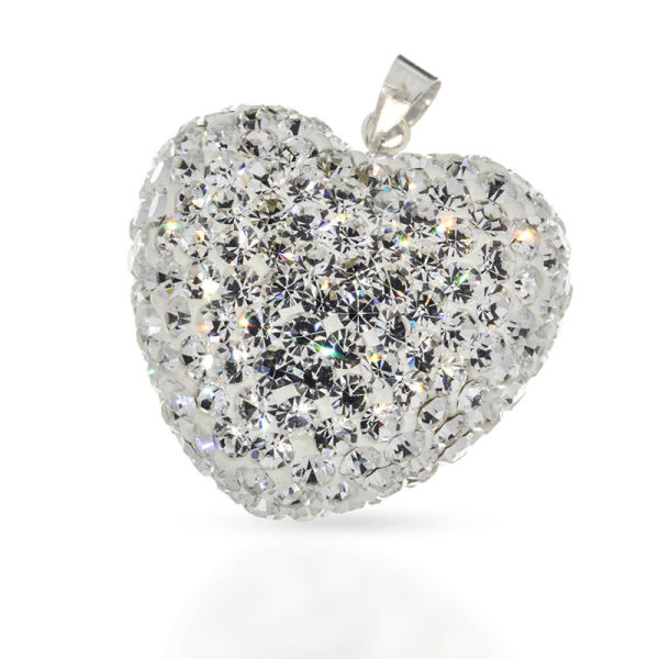 925 Sterling Silberanhänger - Glitzerherz Jullia  26 x 24 x 17mm