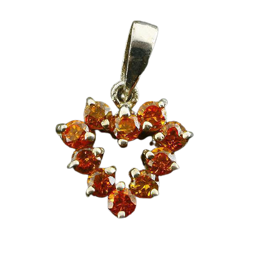 925 Sterling Silberanhänger - Herz mit mehreren C/Z grün