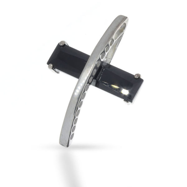 925 Sterling Silberanhänger - Kreuz mit Cubik Zirkonia "Liane" Schwarz