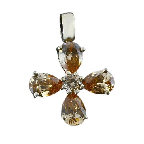 925 Sterling Silberanhänger - Blume C/Z gold