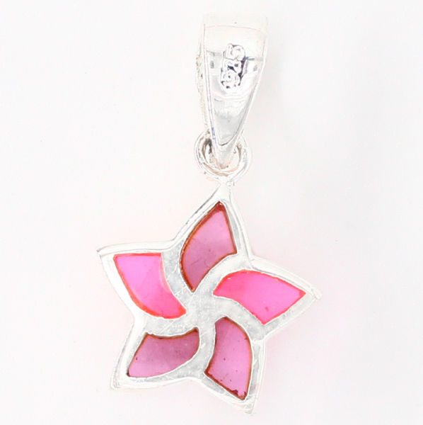 925 Sterling Silberanhänger - Blume mit Acryl "Pink/Lila"