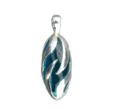 925 Sterling Silberanhänger - Modern Oval mit Acryl Grün