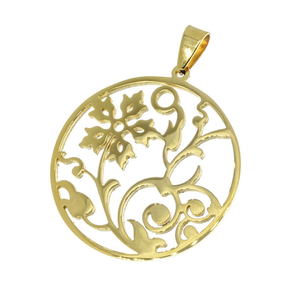 Edelstahlanhänger - Blume, PVD-Gold