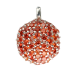 925 Sterling Silberanhänger - Halbkugel mit c/z Orange