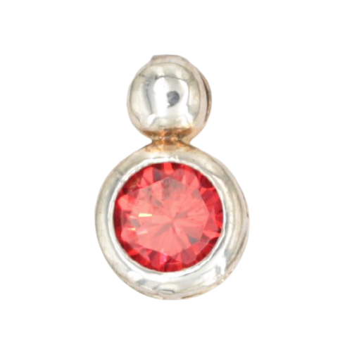 925 Sterling Silberanhänger - mit c/z rund Rot