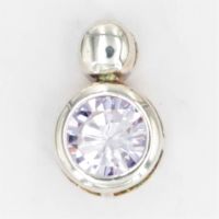 925 Sterling Silberanhänger - mit c/z rund Violett