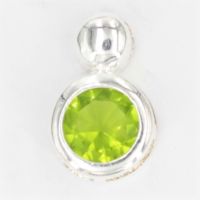 925 Sterling Silberanhänger - mit c/z rund Grün